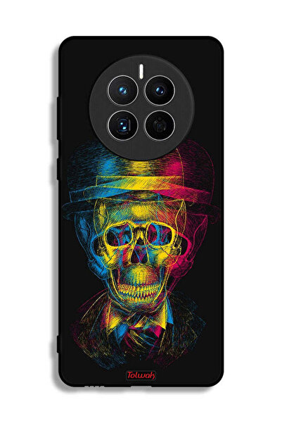 Tolwak غطاء حماية لهاتف هواوي ميت 50 إي بتصميم جمجمة وقبعة ملونة وفن خيالي