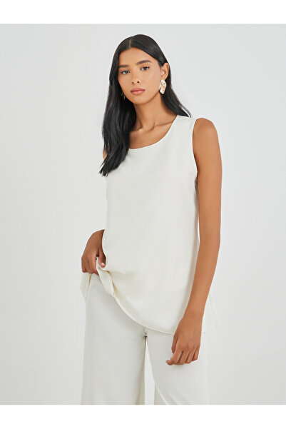 Take Two By Styli Solid Sleeveless Longline Top with Straight Leg Pants Co-Ords