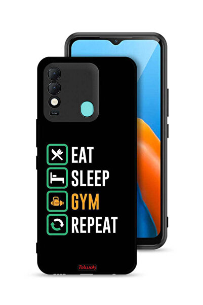 Tolwak غطاء حماية تكنو سبارك 8 - Eat Sleep Gym Repeat