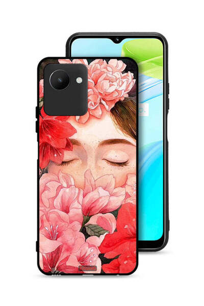 Tolwak غطاء حماية لهاتف Realme C30s برسومات زهور ووجه فتاة مخفي