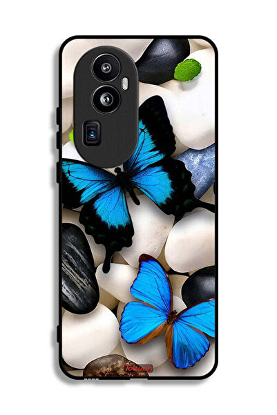 Tolwak غطاء حماية لهاتف Oppo Reno10 Pro Plus بنقشة فراشات على الحجارة