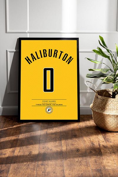 Saturn Tyrese Haliburton Jersey Framed Painting - Nba Indiana Pacers Jersey