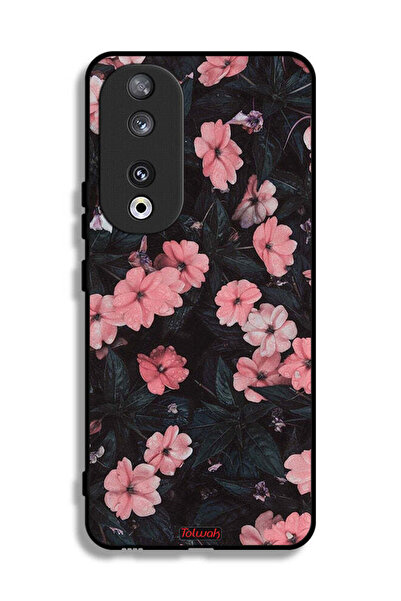 Tolwak غطاء حماية لهاتف Honor 90 - لون الخوخ والورود الصغيرة