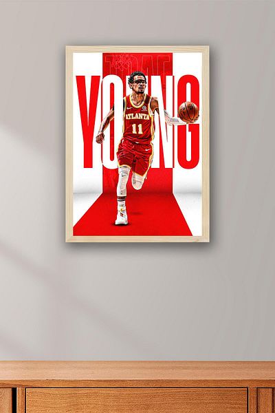 Saturn Pictură înrămată Trae Young - Pictură poster NBA de baschet