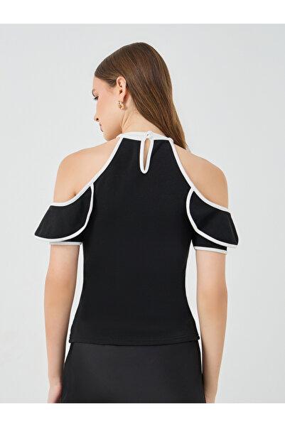 Take Two By Styli Contrast Trim Cold Shoulder Top