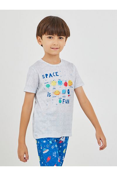 Styli Graphic Print Round Neck T-Shirt and Pyjama Set