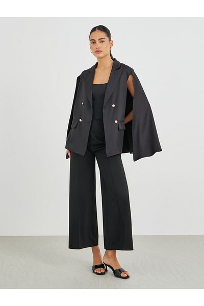 Styli Regular Fit Double Breasted Cape Sleeve Blazer