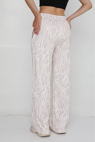 lzv Women's Patterned Ottoman Fabric Palazzo Trousers