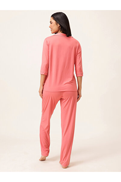 Clovia By Styli Solid 3/4 Sleeve Shirt and Pyjama Set