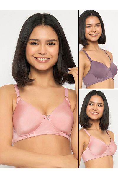 Clovia By Styli Pack of 2 - Solid Padded Non-Wired Full Coverage Multiway T-Shirt Bra
