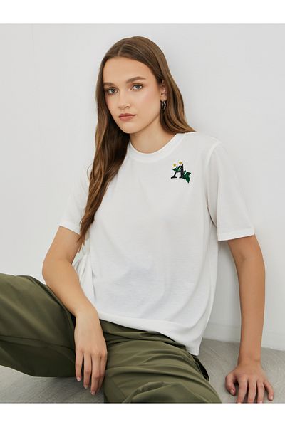 Styli Embroidered Detail Oversized T-Shirt