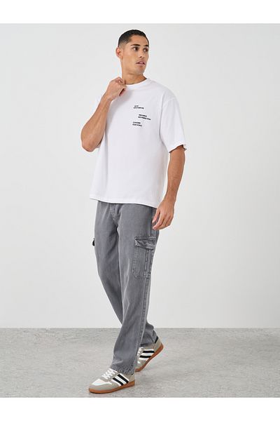 Styli Minimal Chest Print Short Sleeve Oversized T-Shirt