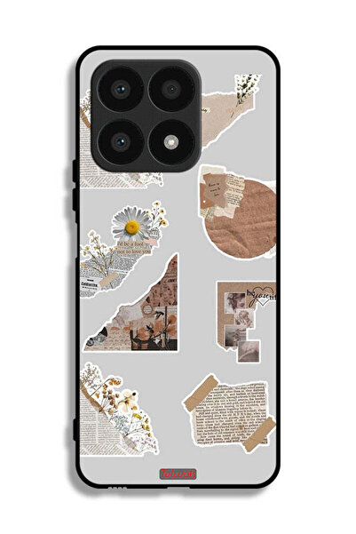 Tolwak غطاء حماية لهاتف Honor X8a مصنوع من قطع من الملصقات الورقية