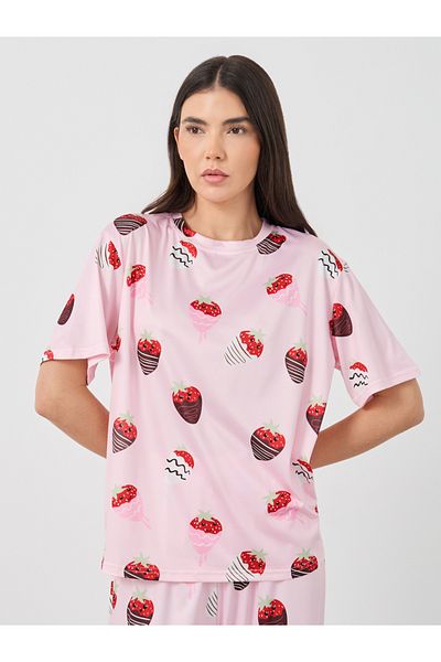 Styli Strawberry Printed T-Shirt and Pyjama Set