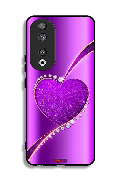 Tolwak غطاء حماية لهاتف Honor 90 بتصميم قلب لامع