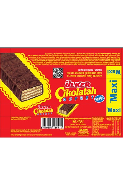 Ülker Maxi Chocolate Wafer 47g X 24Pcs – Thick Layer Wafer, Rich Milk Chocolate Flavor