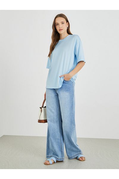 Styli Solid Oversized Round Neck T-Shirt