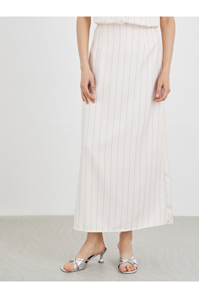 Styli Stripes Spread Collar Shirt with Maxi Skirt Co-Ords