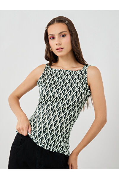 Styli Printed Square Neck Sleeveless Cami Top