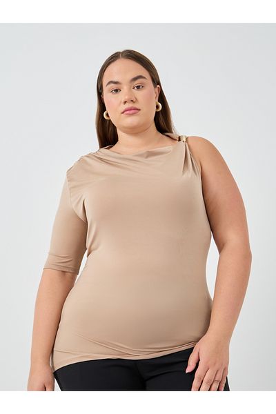 Styli Plus Size Solid One Sleeve Top