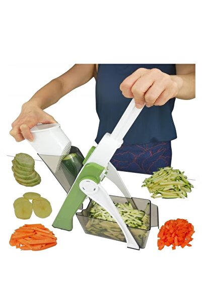 DLC قطاعة خضراوات متعددة الوظائف ٤ في ١ - أخضر/أبيض (شفرات يابانية)