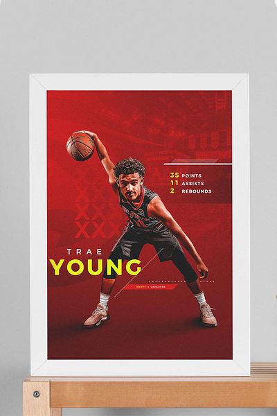 Saturn Pictură înrămată Trae Young - Pictură poster NBA de baschet