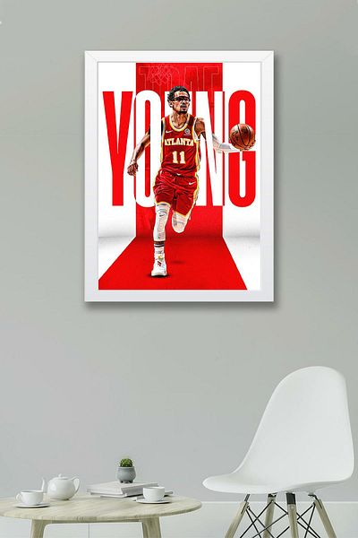 Saturn Pictură înrămată Trae Young - Pictură poster NBA de baschet
