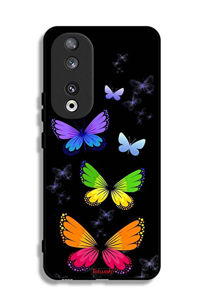Tolwak غطاء حماية لهاتف Honor 90 بنقشة فراشات ملونة