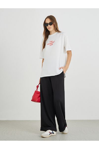 Styli Slogan Print Oversized T-Shirt