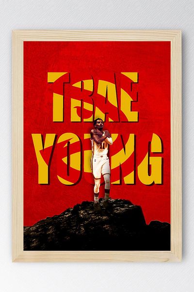 Saturn Trae Young Framed Painting - Basketball Nba Poster Painting