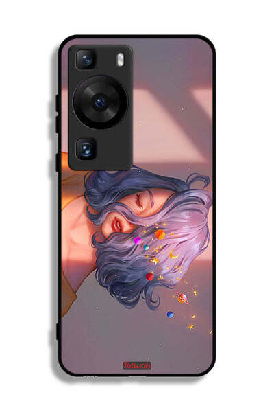 Tolwak Huawei P60 Protective Case Cover Girl And Space Art