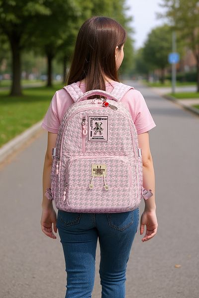 Fiyaka Ççs 51936 Girl's School Backpack Student Daily Travel Holiday Sports Walking Trip Pink