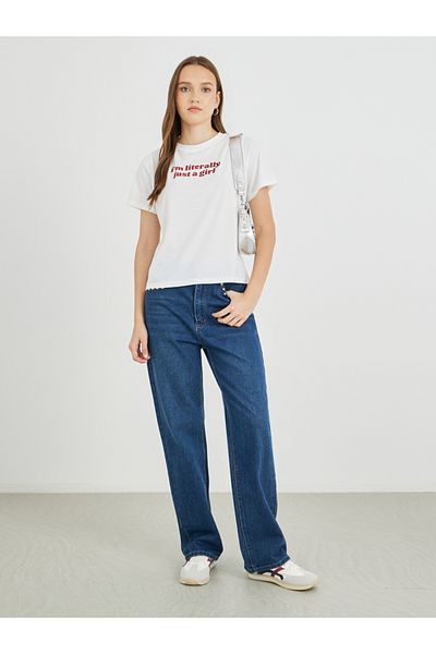Styli Slogan Print Short Sleeve T-Shirt