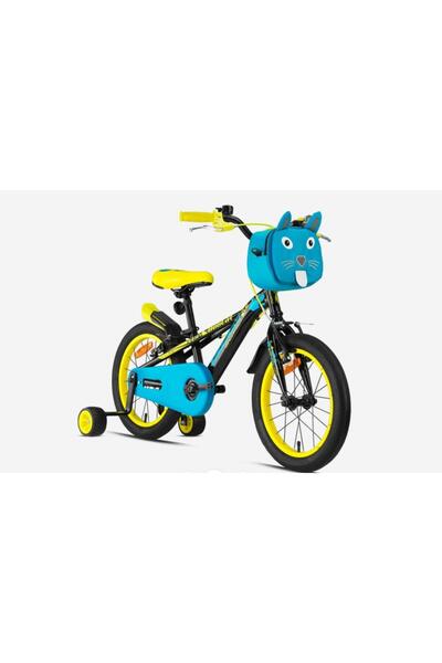 Kron BOBCAT 20 Jant Vitessiz V-Fren Çantalı Çocuk Bisikleti Siyah Mavi Sarı