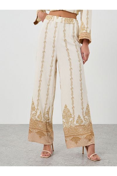 Styli Paisley Printed Wide Leg Pants