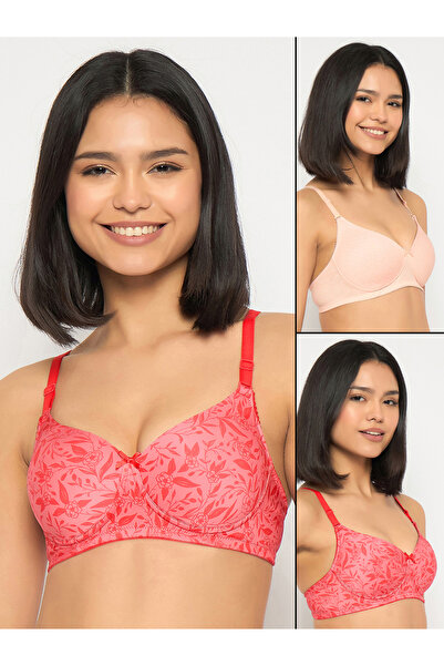 Clovia By Styli عبوة من قطعتين - حمالة صدر مطبوعة مبطنة بدون أسلاك لتغطية كاملة متعددة الاتجاهات