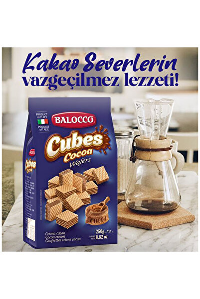 Transmed BALOCCO Wafers Cocoa Küp Gofret - Kakaolu 250 GR - 1 Adet
