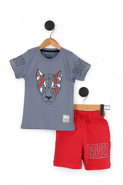 VOY KİDS Tight Mold! Erk K Children 4-11 Years Pocket Summer Detail Shorts Bottom Top Set