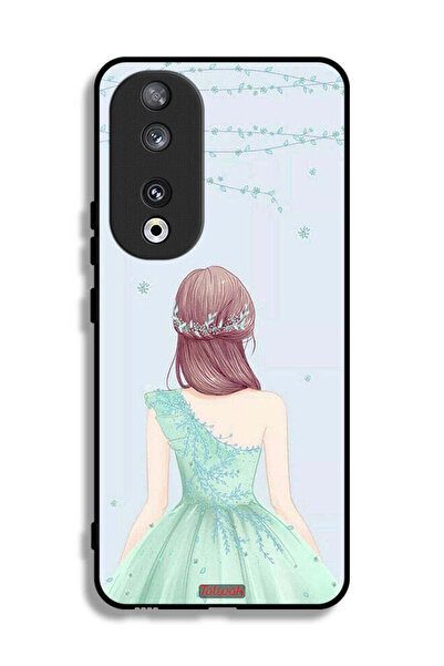 Tolwak غطاء حماية لهاتف Honor 90 بتصميم فتاة لطيفة ترتدي فستانًا مزهرًا