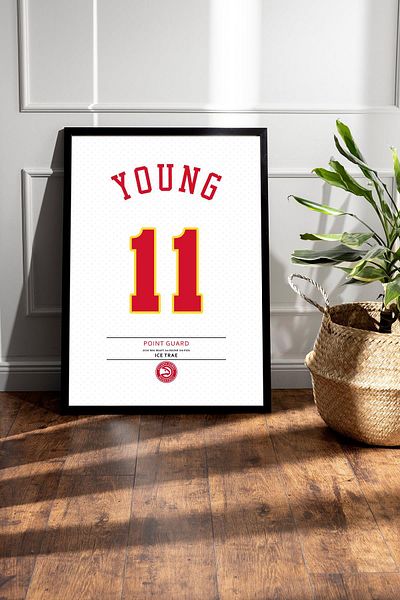 Saturn Trae Young Jersey Framed Painting - Nba Atlanta Hawks Jersey