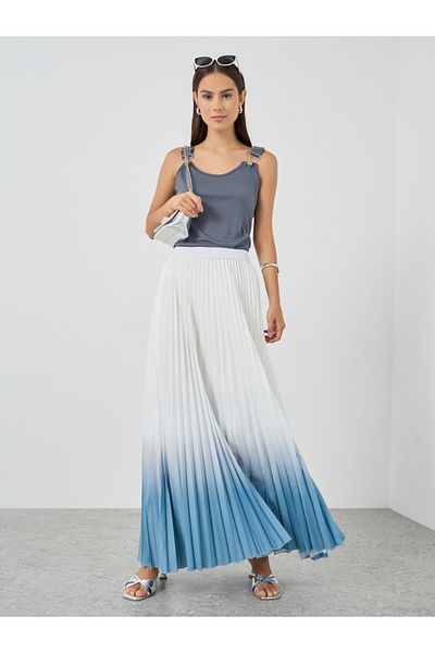 Styli Ombre Accordion Pleated A-Line Maxi Skirt