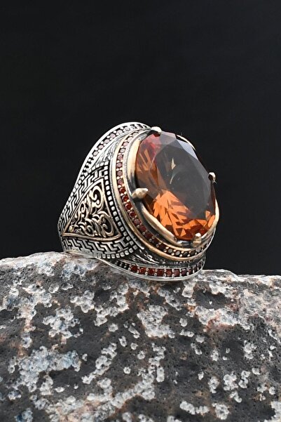 Prestige Zultanit Taşlı Zirkon Taş Süslemeli 925 Ayar Gümüş Erkek Yüzük 902027