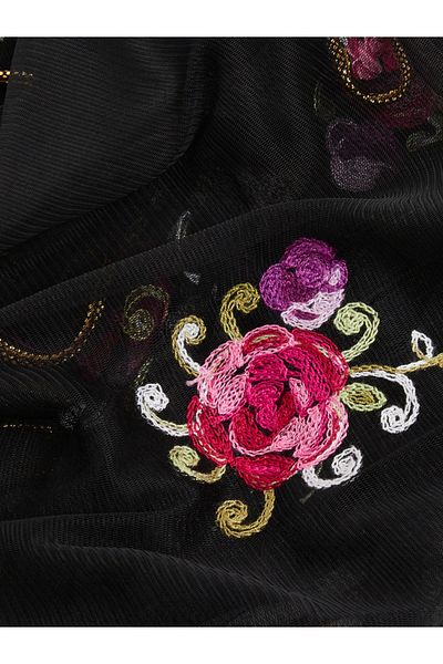 Styli Floral Embroidered Mesh Scarf