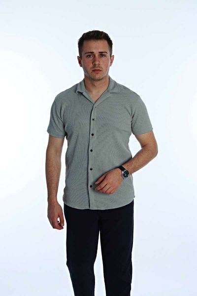Benim Denim Syf Short Sleeve Twill Shirt Gray