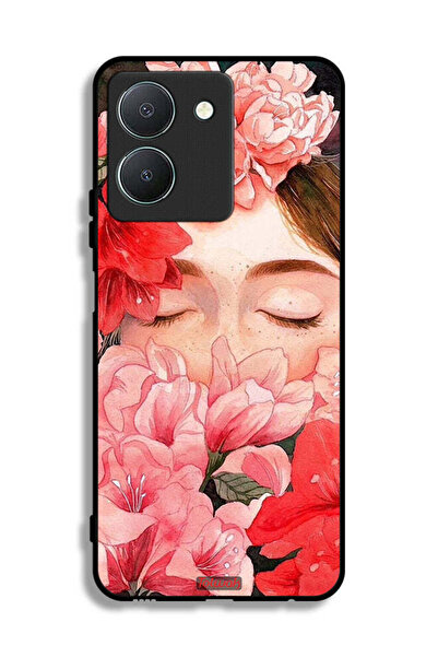 Tolwak غطاء حماية لهاتف Vivo Y36 5G برسومات زهور ووجه فتاة مخفي