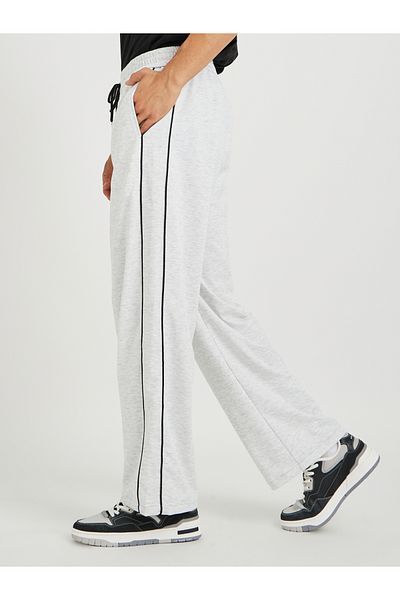 Styli Solid Straight Fit Open Hem Joggers with Piping Detail