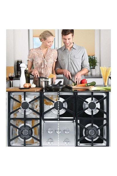 Welora Set of 4 pieces of Teflon protective covers for stove or hob, Reusable - Black