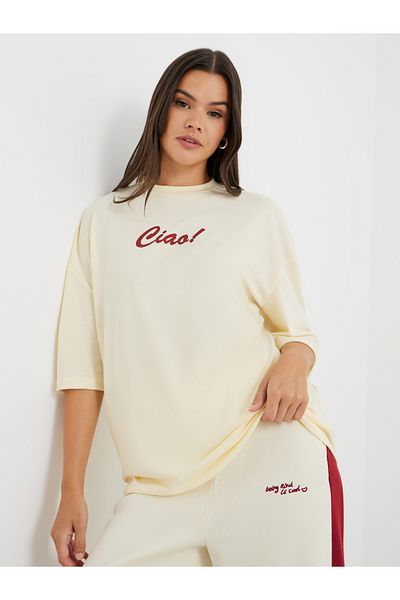 Styli Slogan Print Short Sleeve T-Shirt