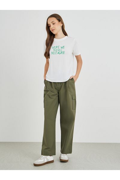 Styli Slogan Print Round Neck T-Shirt