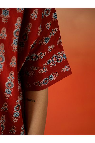 Sanskrutihomes By Styli Printed Cotton Short Sleeve Ethnic Top